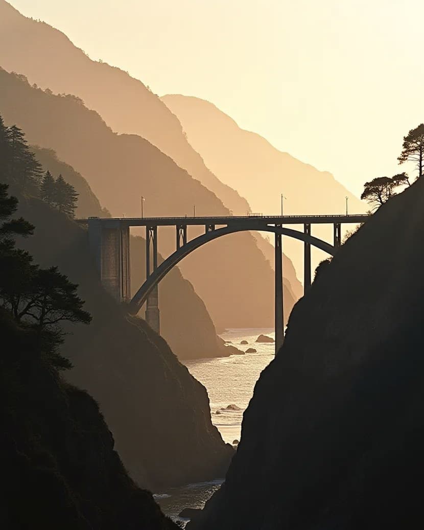 An arch bridge over a Big Sur gorge