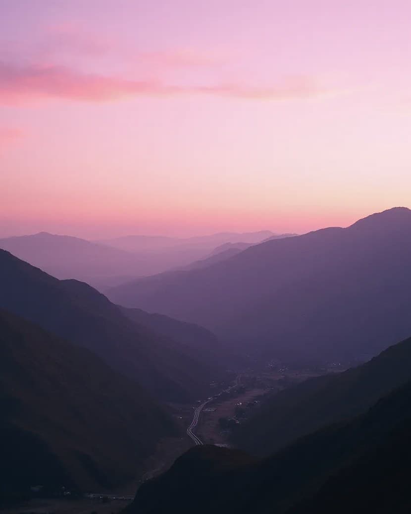 The pink moment over the Topa Topa bluffs